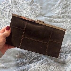 Banana Republic brown suede clutch purse